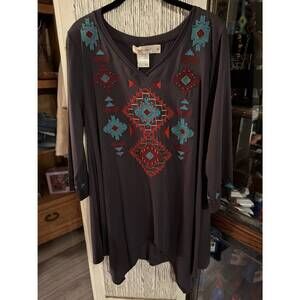 NEW URBAN MANGOZ women's 3/4 sleeve babydoll top in charcoal